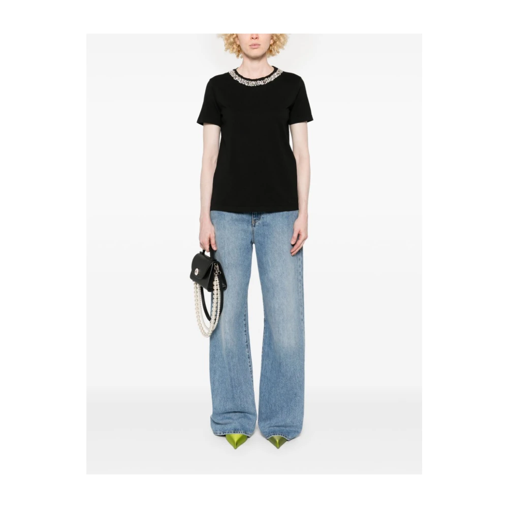 Ermanno Scervino Zwarte T-shirt met korte mouwen en applicaties Black Dames