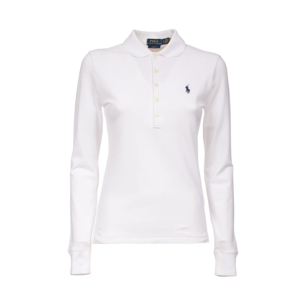 Polo Ralph Lauren Elastische Katoenen Polo Met Lange Mouwen White Dames