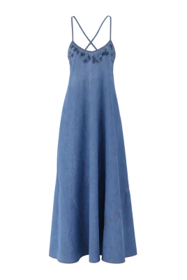 Flödande Maxi-klänning i Denim