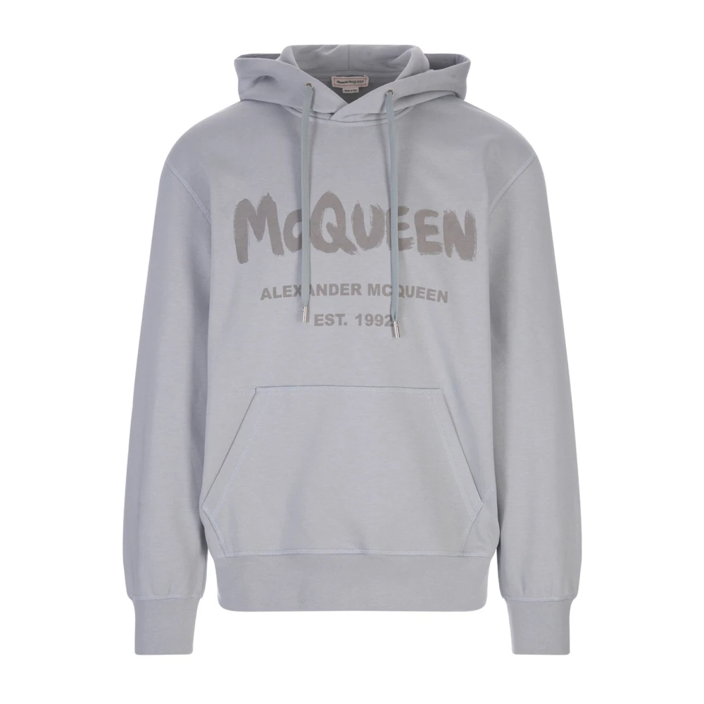 Alexander mcqueen Katoenen Hoodie Sweatshirt met Logodetail Gray Heren