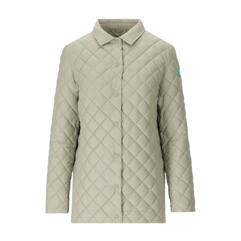 Save The Duck Women's Beige Libra Padded Jacket With Diamond Quilting