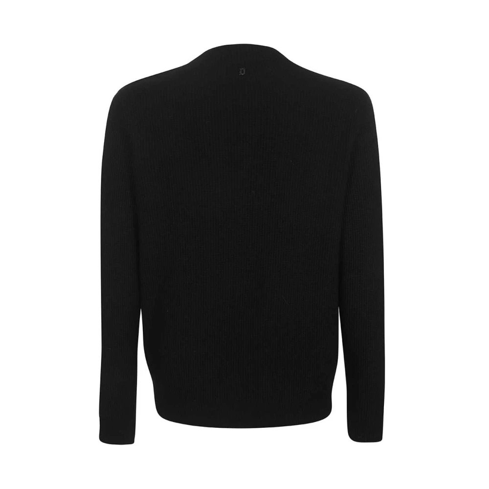 Dondup Geribbelde Kraag Wollen Trui Black Heren