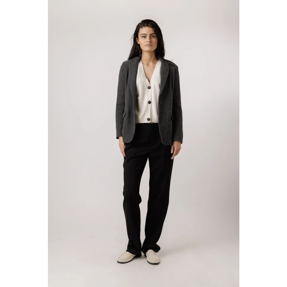 Momoni Pied-de-Poule Blazer in Zwart Grijs Gray Dames