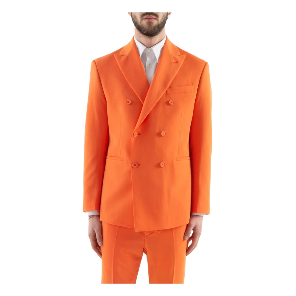 Corsinelabedoli Men's Orange Blazers, M, Double-Breasted Suit Abito