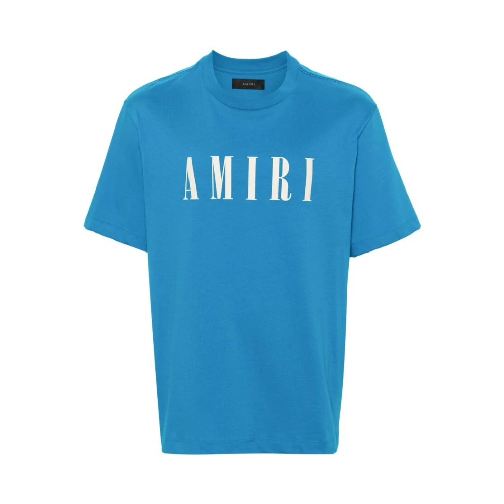 Amiri Blauw Logo Print T-shirt Blue Heren