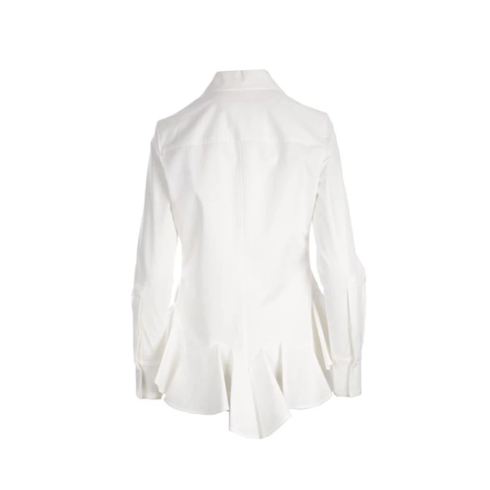 Givenchy Witte Aansluitende Katoenen Popeline Overhemd met Gerimpelde Zoom White Dames