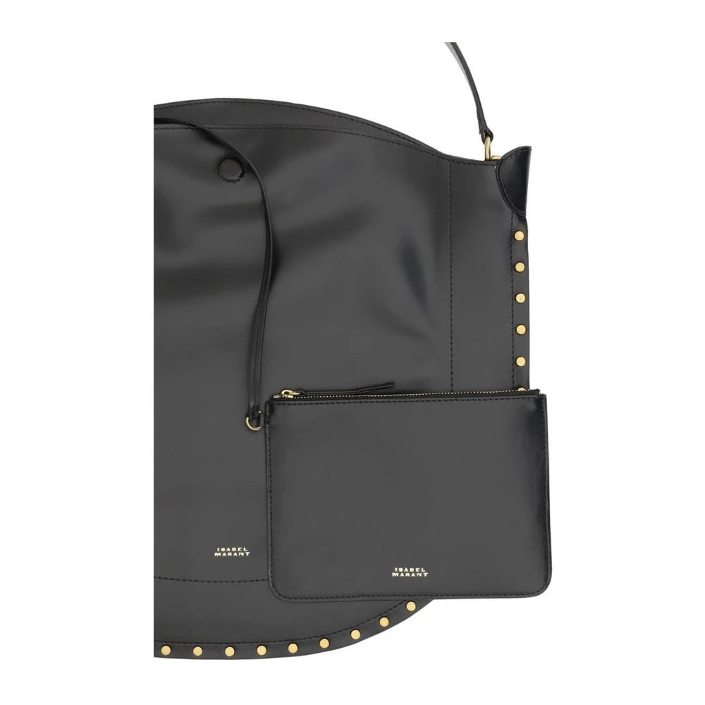 Isabel marant Gestikte Leren Hobo Schoudertas Black Dames