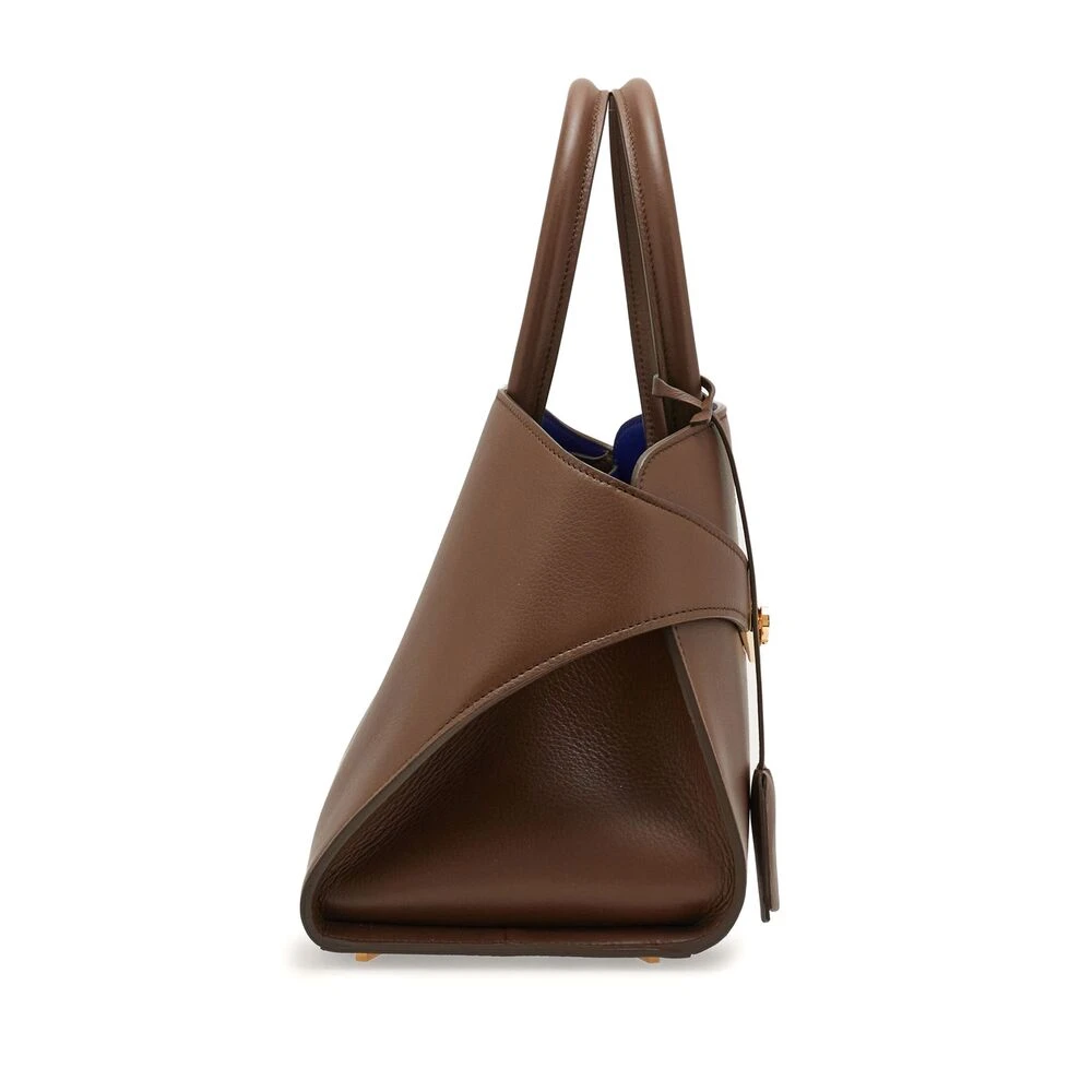 Salvatore Ferragamo Taupe Leren Handtas met Gancini Slot Brown Dames