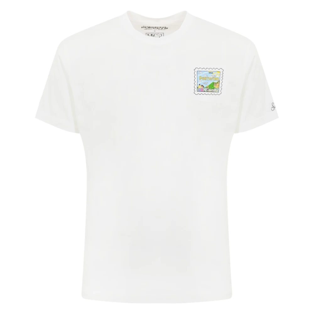 MC2 Saint Barth Portofino Heart Print Katoenen T-shirt White Heren