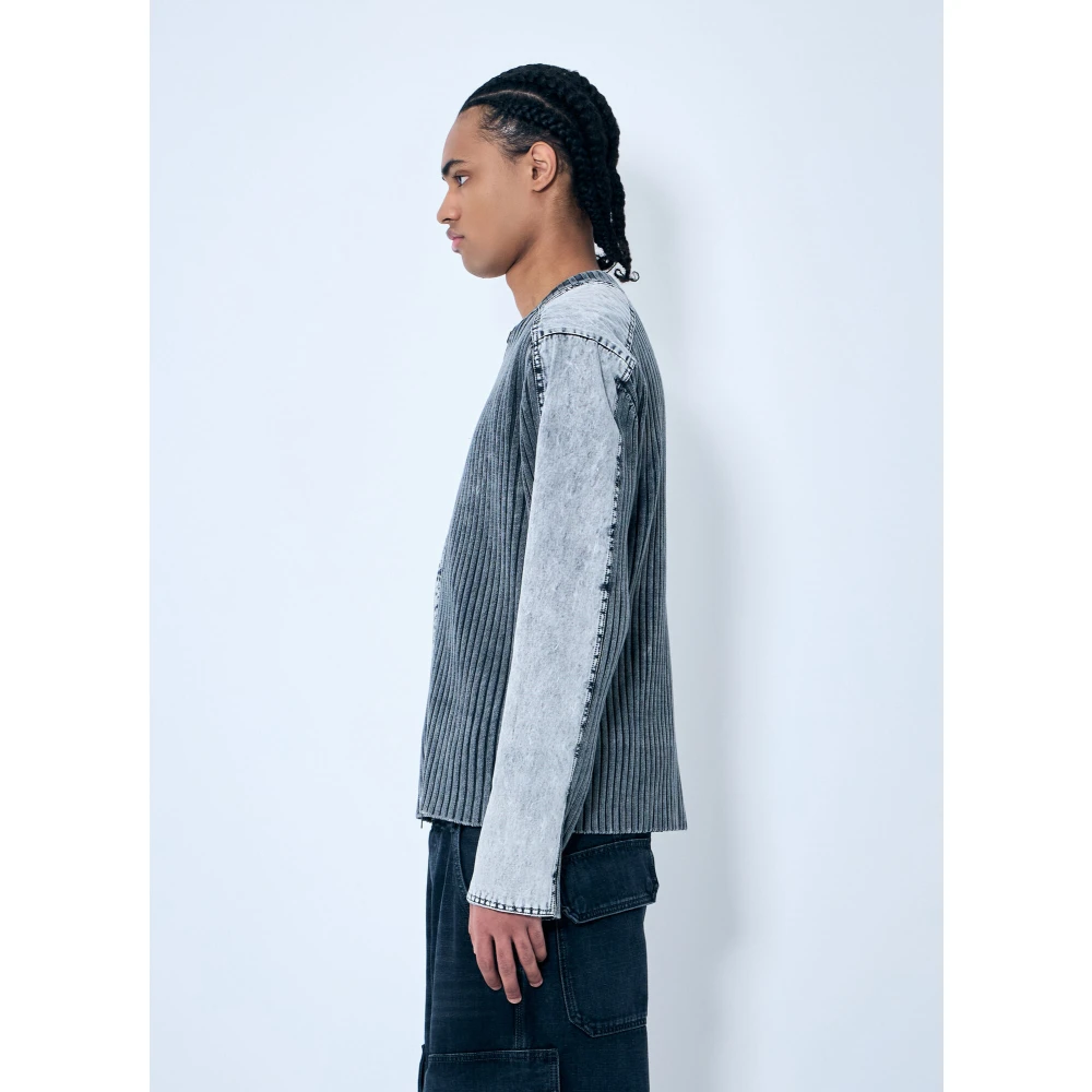 Diesel Rib Cardigan met Contrastpanelen Blue Heren