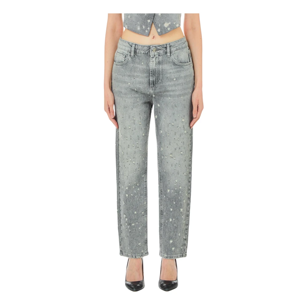 Liu Jo Straight Fit High Waist Denim Broek Blue Dames
