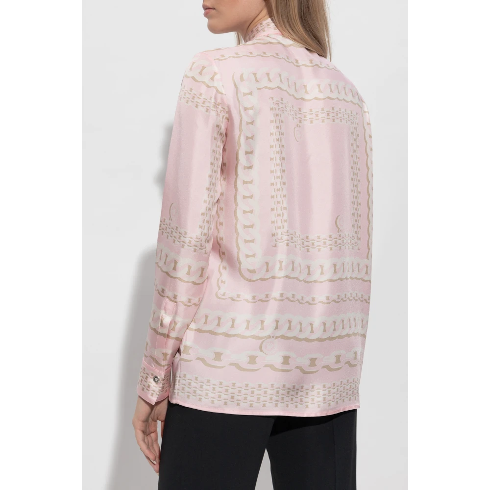 Versace Zijden overhemd met verborgen knoopsluiting Pink Dames