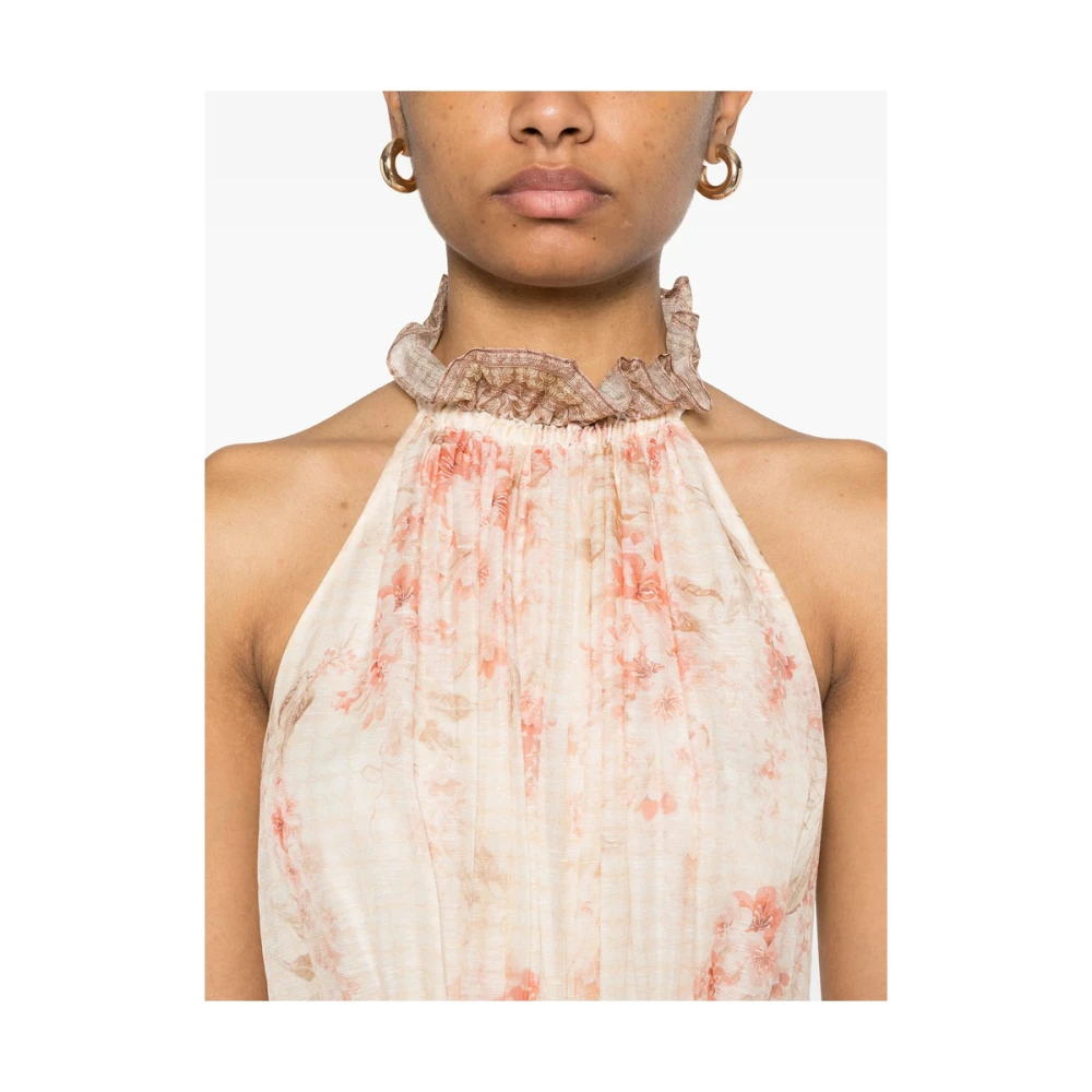 Zimmermann Gerimpelde Kraag Roze Jurk Multicolor Dames