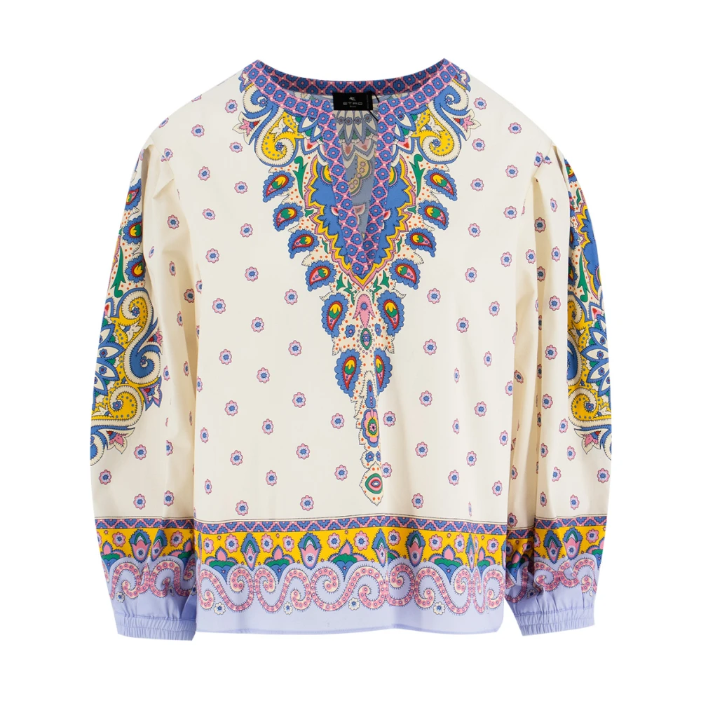 ETRO Katoenen Paisley Print V-Hals Blouse Multicolor Dames