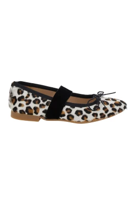 Vita platta skor Leopardmönster