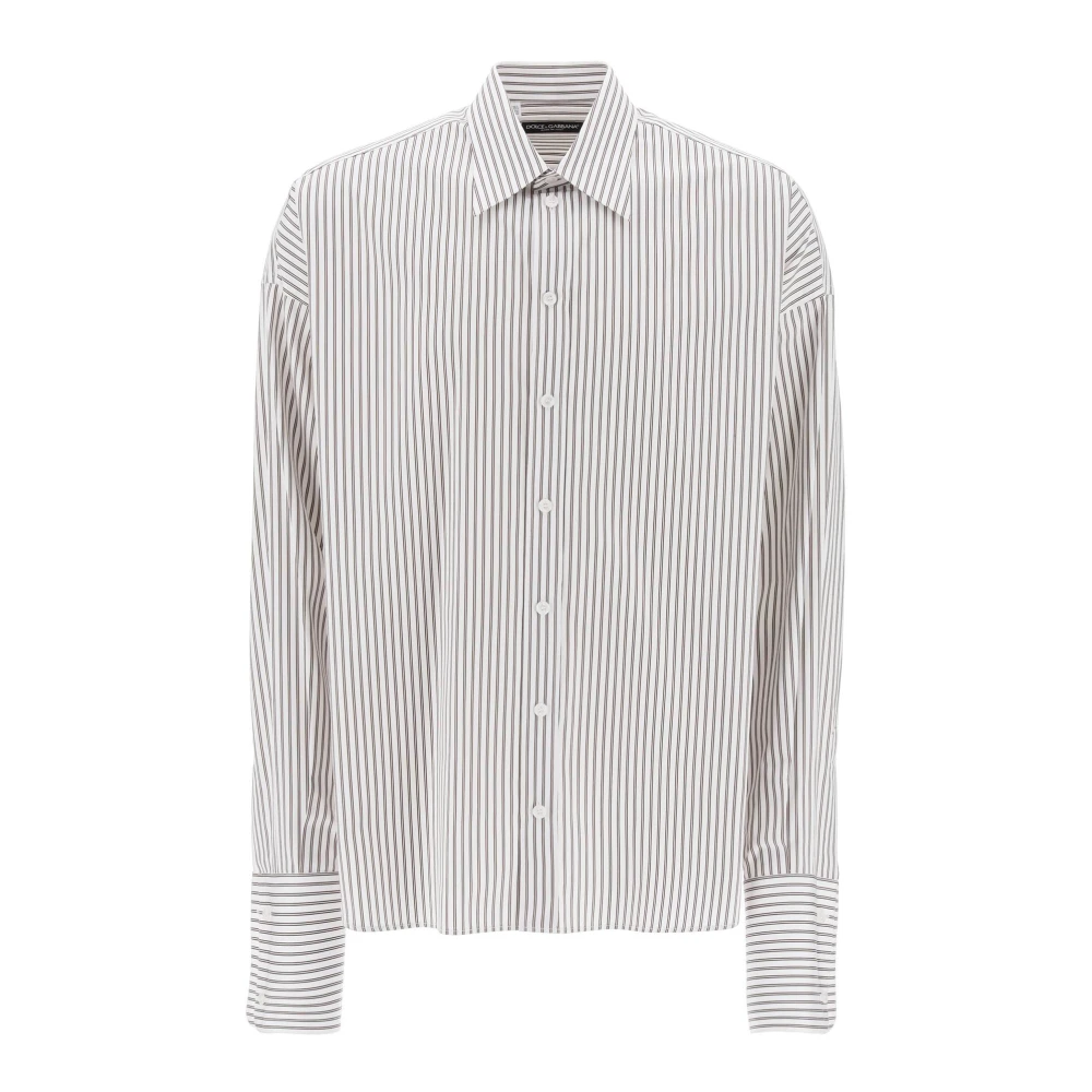 Dolce & Gabbana Oversized Gestreepte Poplin Shirt White Heren