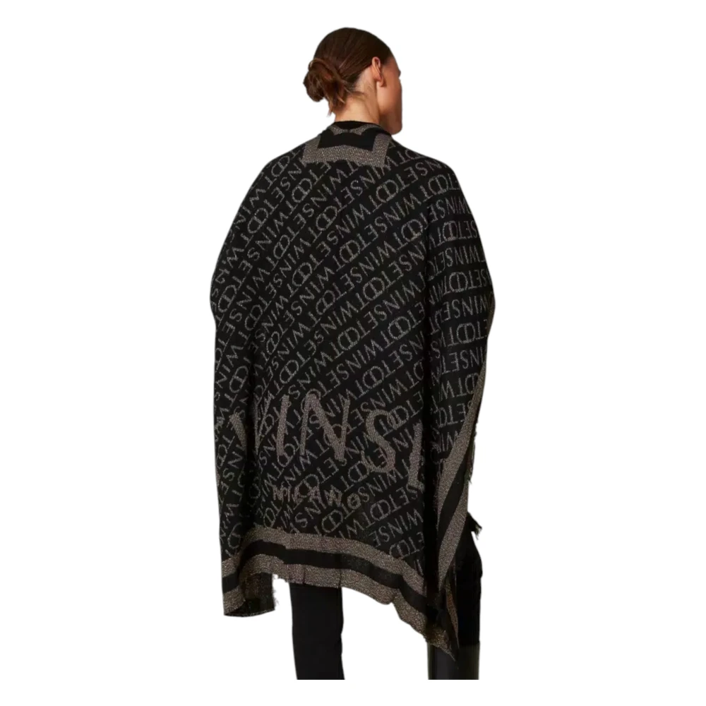 Twinset Stijlvolle Poncho voor Modieuze Looks Black Dames