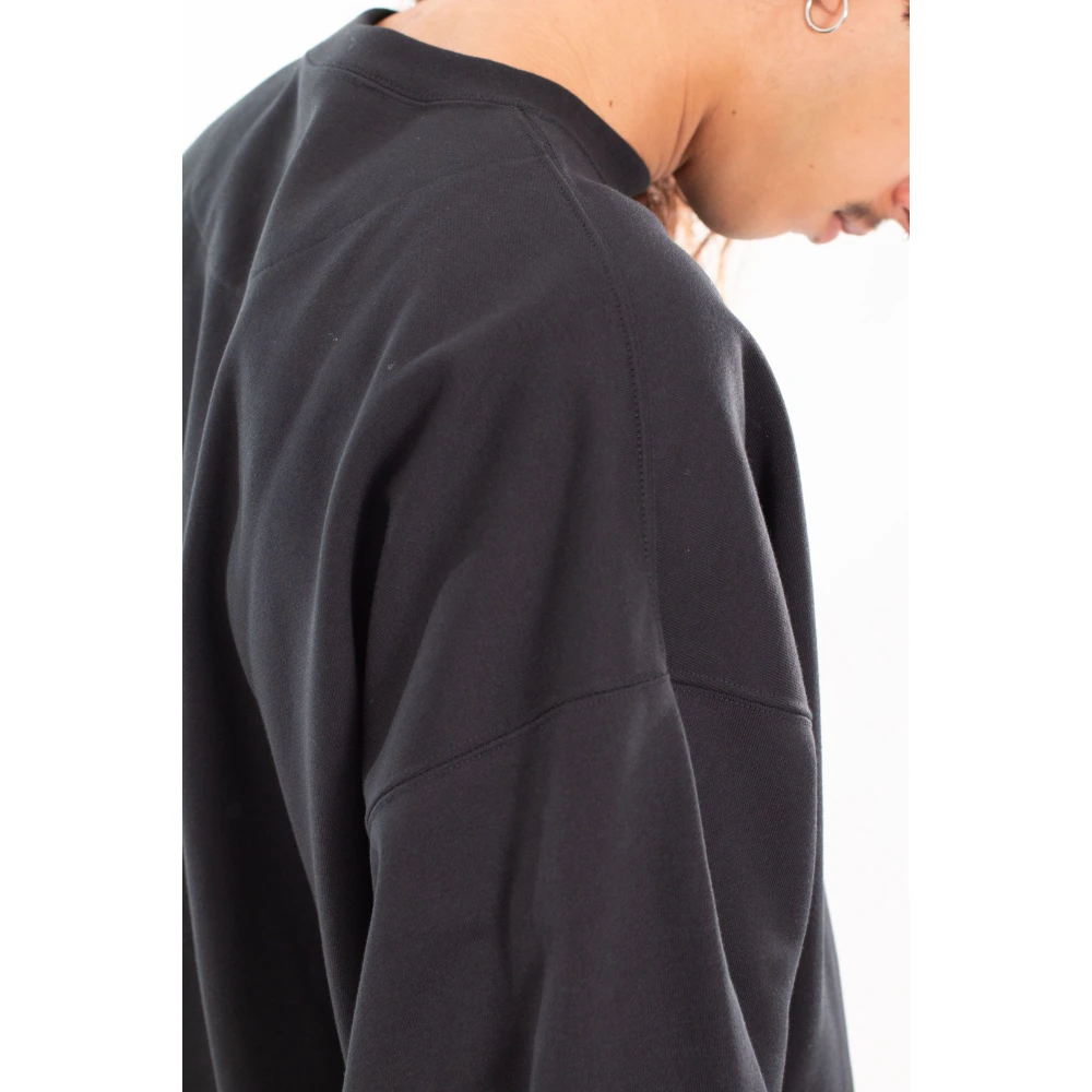 Y-3 Zwarte Terry Sweatshirt met Borstlogo Black Heren