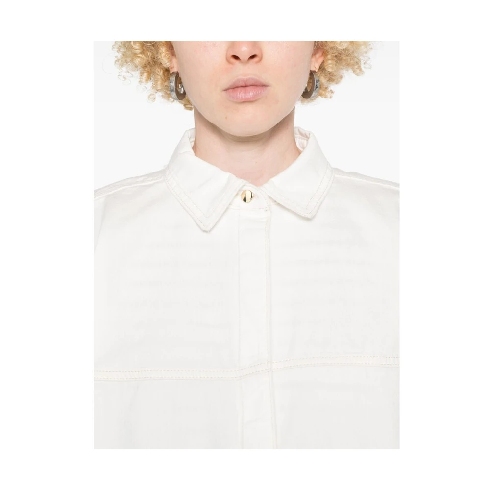 Frame Witte Blouse met Knopen en Verlaagde Zoom White Dames