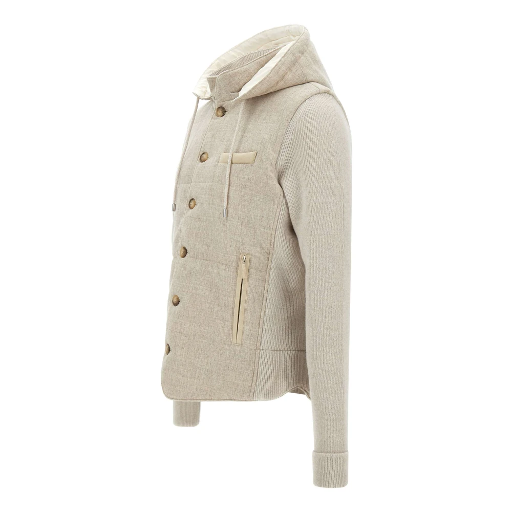 Gran Sasso Witte wollen jas met gewatteerde flanel White Heren