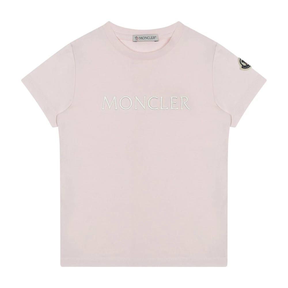 Moncler Girls Pink Female,, Stretch Jersey T-Shirt With Logo Size 2 Y Kids