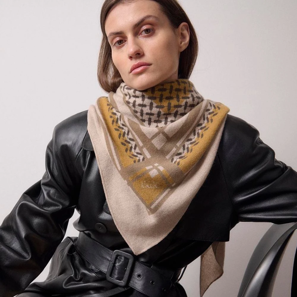 Lala Berlin Kasjmier Driehoek Dubbel Erfgoed Sjaal Beige Dames