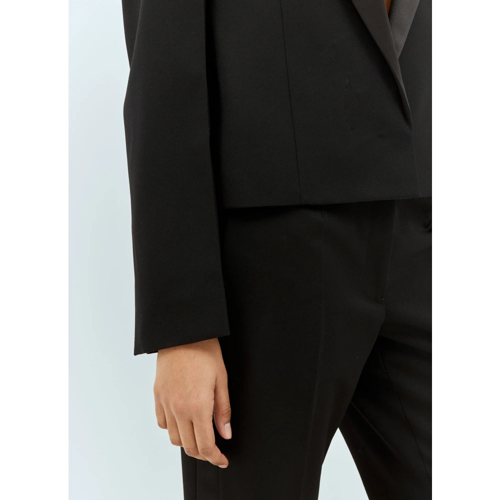 Jil Sander Wollen Canvas Geknipte Getailleerde Blazer Black Dames