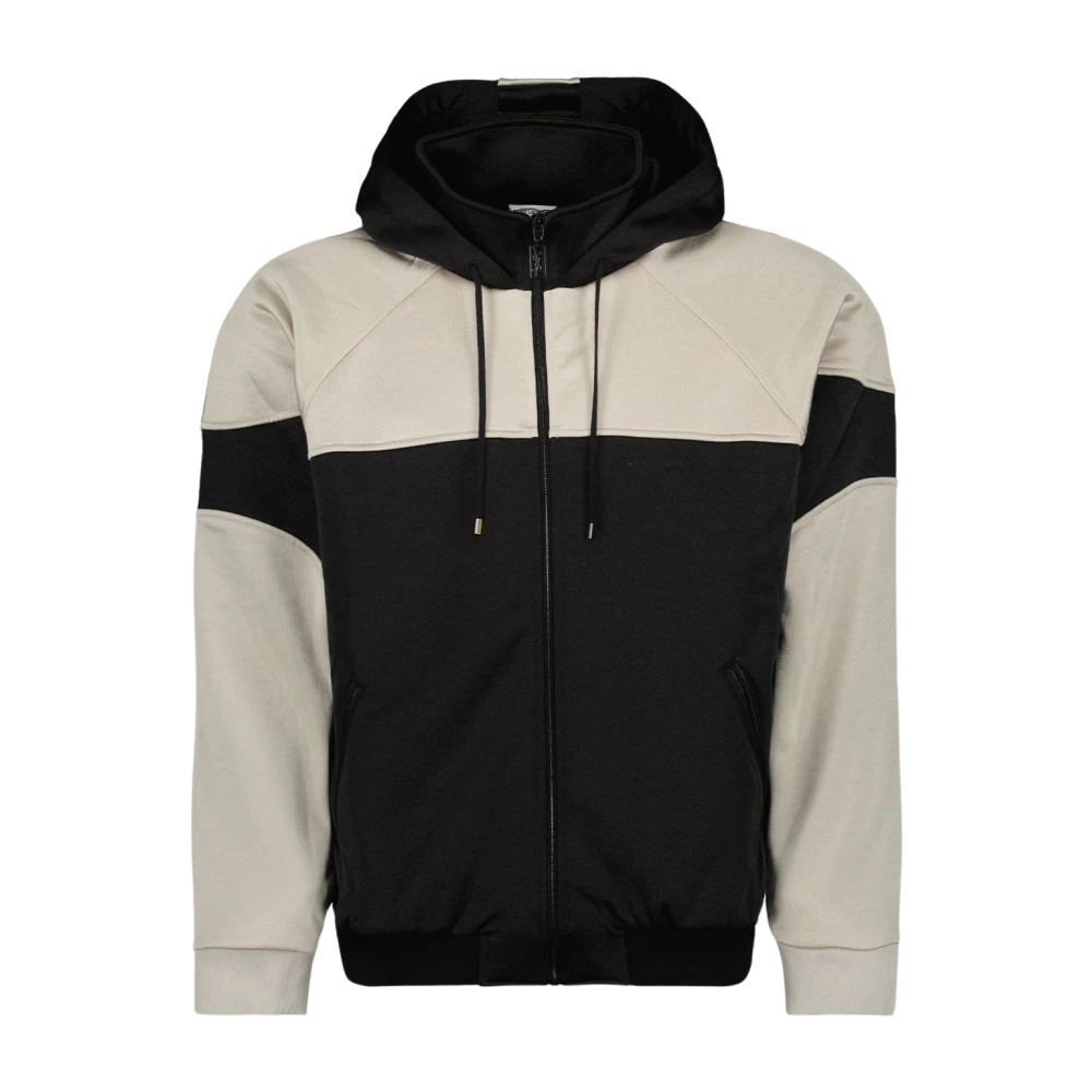 Saint Laurent Bicolor Zip Sweatshirt Black Heren