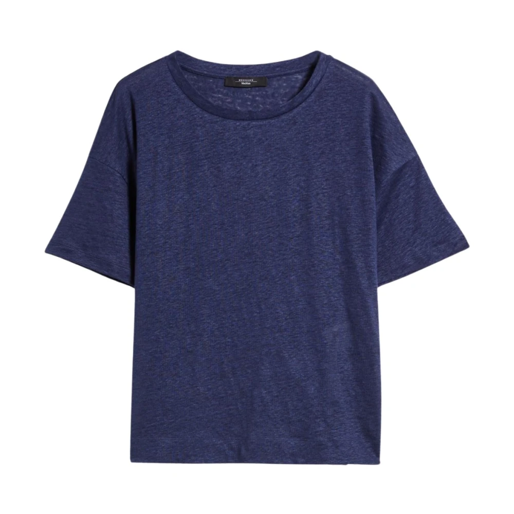 Max Mara Weekend Linnen T-shirt met zijsplitten Blue Dames