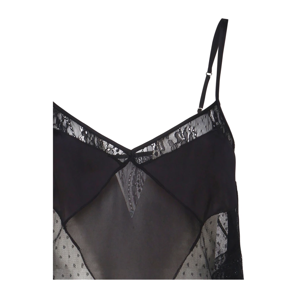 pinko Zwarte Patchwork Semi-Transparante Top Black Dames