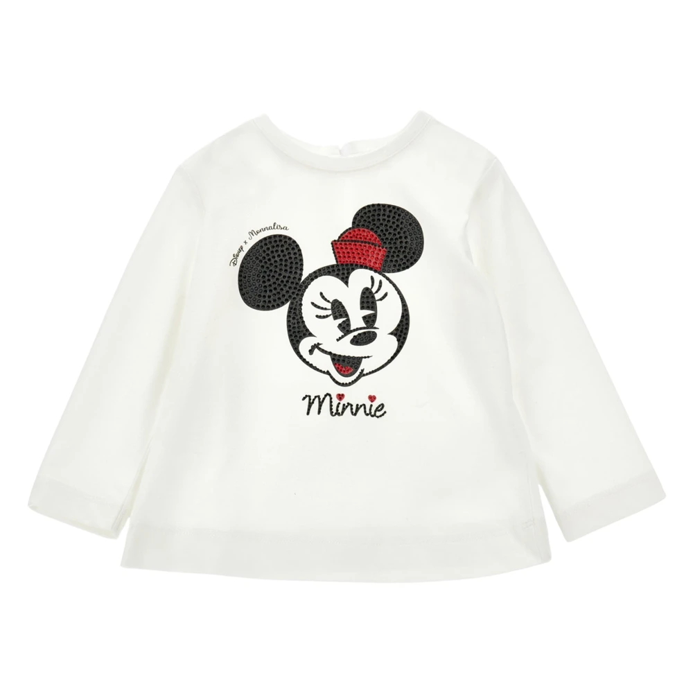 Monnalisa Girls White Minnie Rhinestone Jersey T-Shirt - Kids Short Sleeve T-Shirts - 18 M - Kids