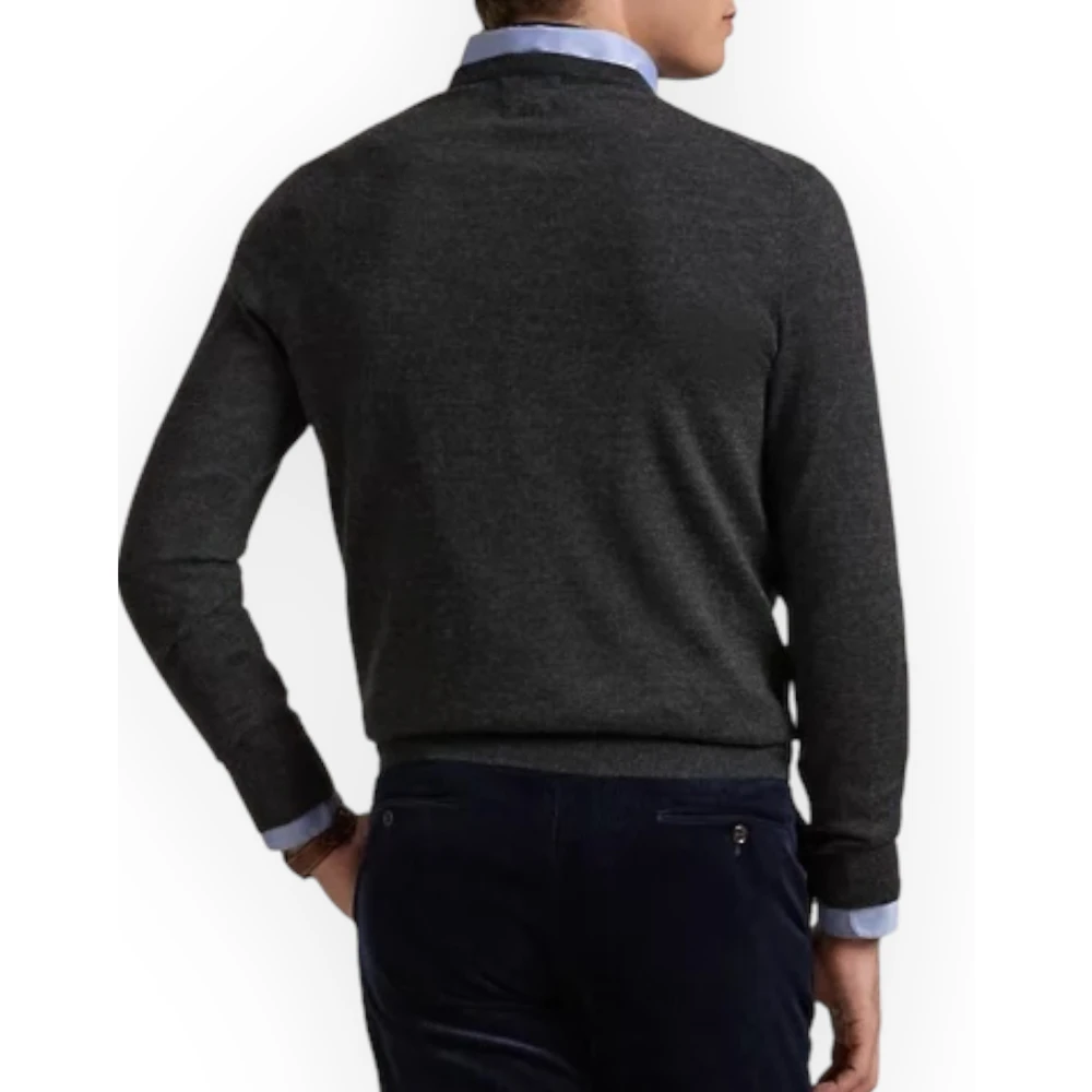 Polo Ralph Lauren Merino Wol Ronde Hals Trui Slim-Fit Gray Heren