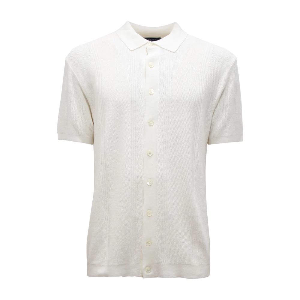 Daniele Fiesoli Men's White Polo Shirts, 2XL, 2086 Knitted Shirt