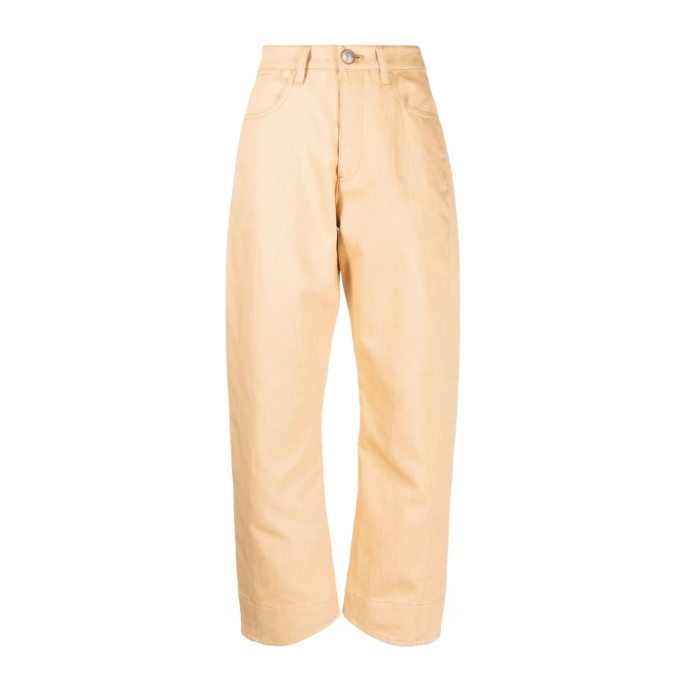 Jil Sander Elegante Beige Katoen Linnen Broek Beige Dames