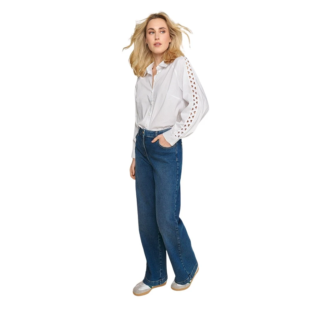 Marie Méro Witte Katoenen Blouse met Haakmotief White Dames