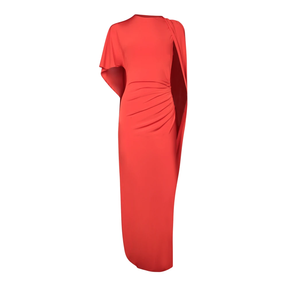 Stella Mccartney Women's Red Elegant Asymmetrical Sleeve Jersey Dress - Maxi Dresses - 2XS - Dresses