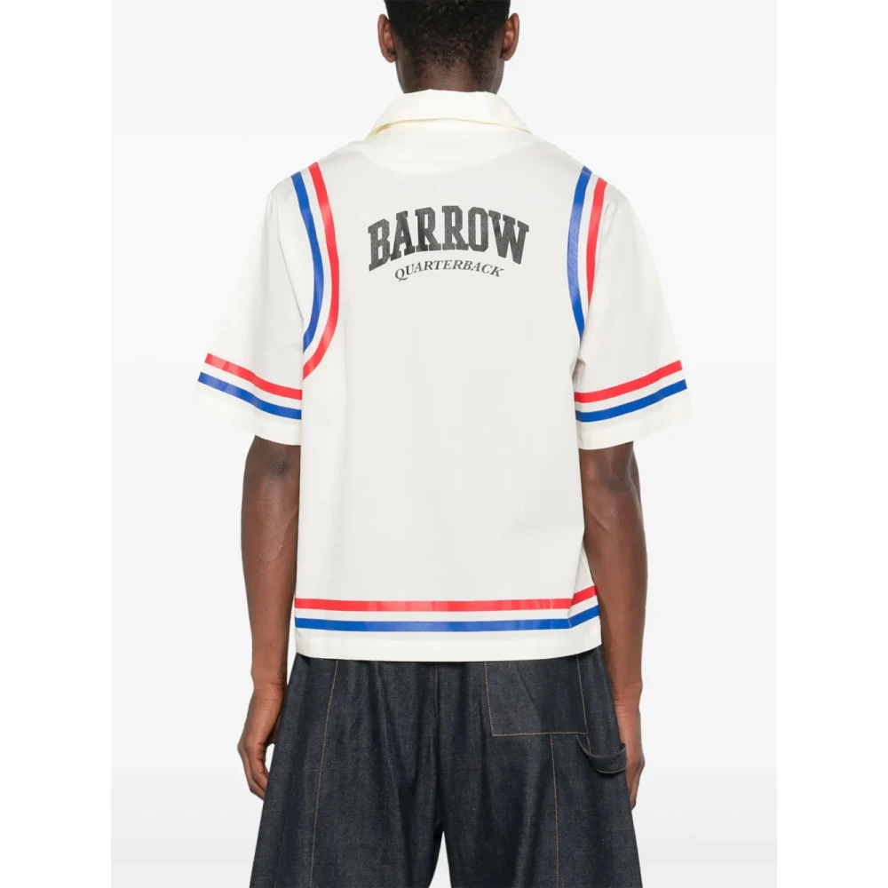 Barrow Wit Overhemd met Lijndetails Print White Heren