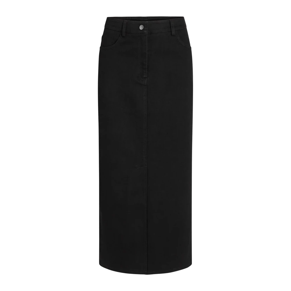 RUE de Femme Elegante Zwarte Lange Rok met Split Black Dames