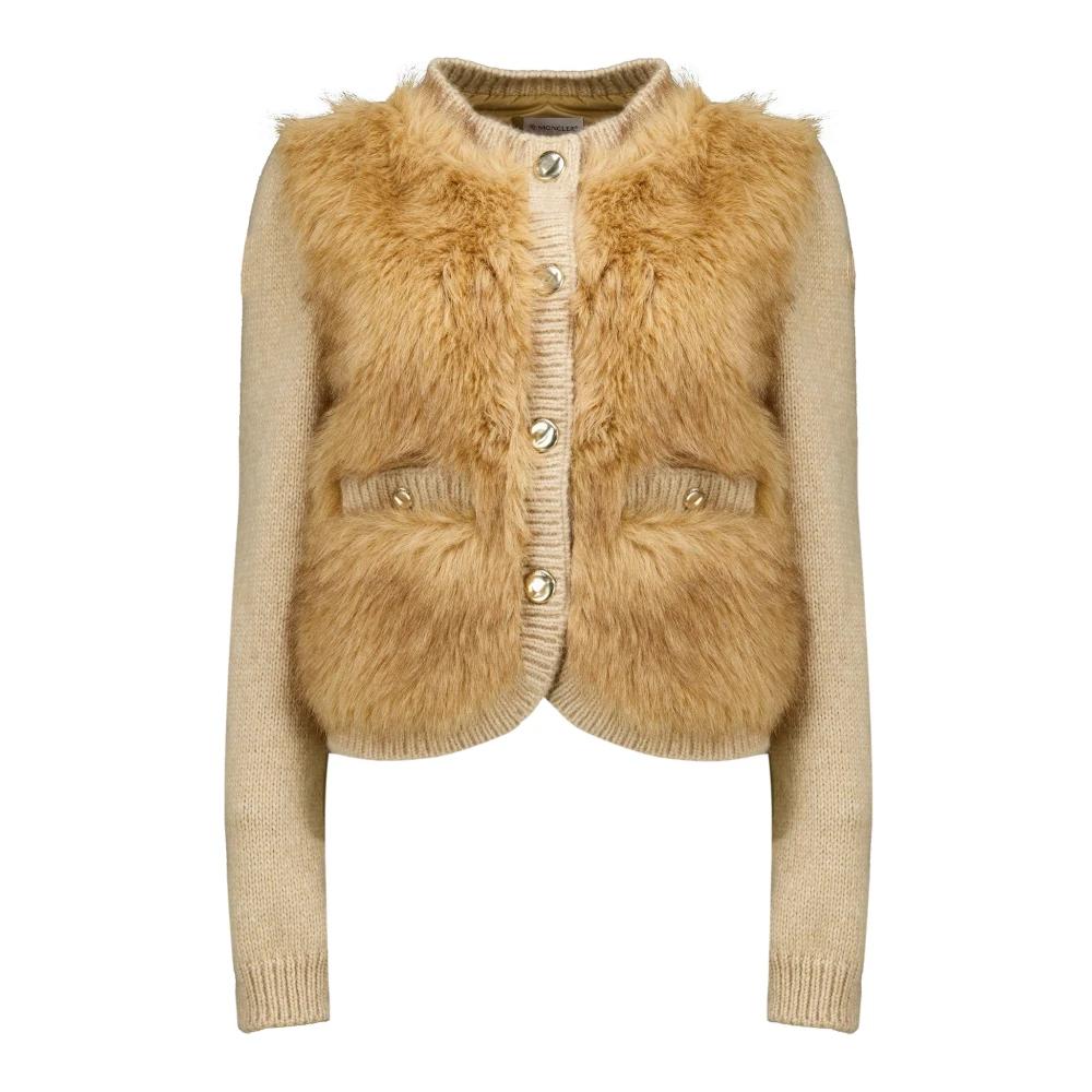 Moncler Women's Beige Alpaca And Wool-Blend Down-Paneled Cardigan UK Size 8 - Mytheresa - Image 3