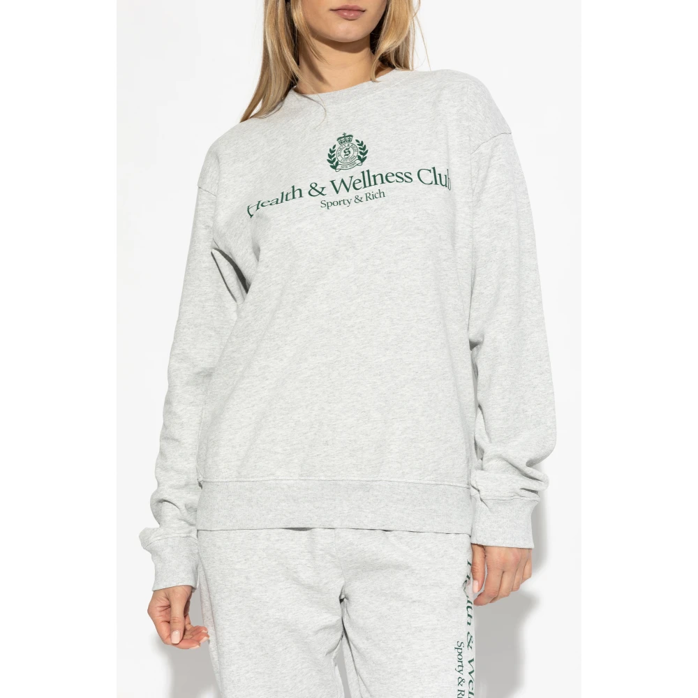 Sporty & Rich Sweatshirt uit de H&W Crest Heather collectie Gray Unisex