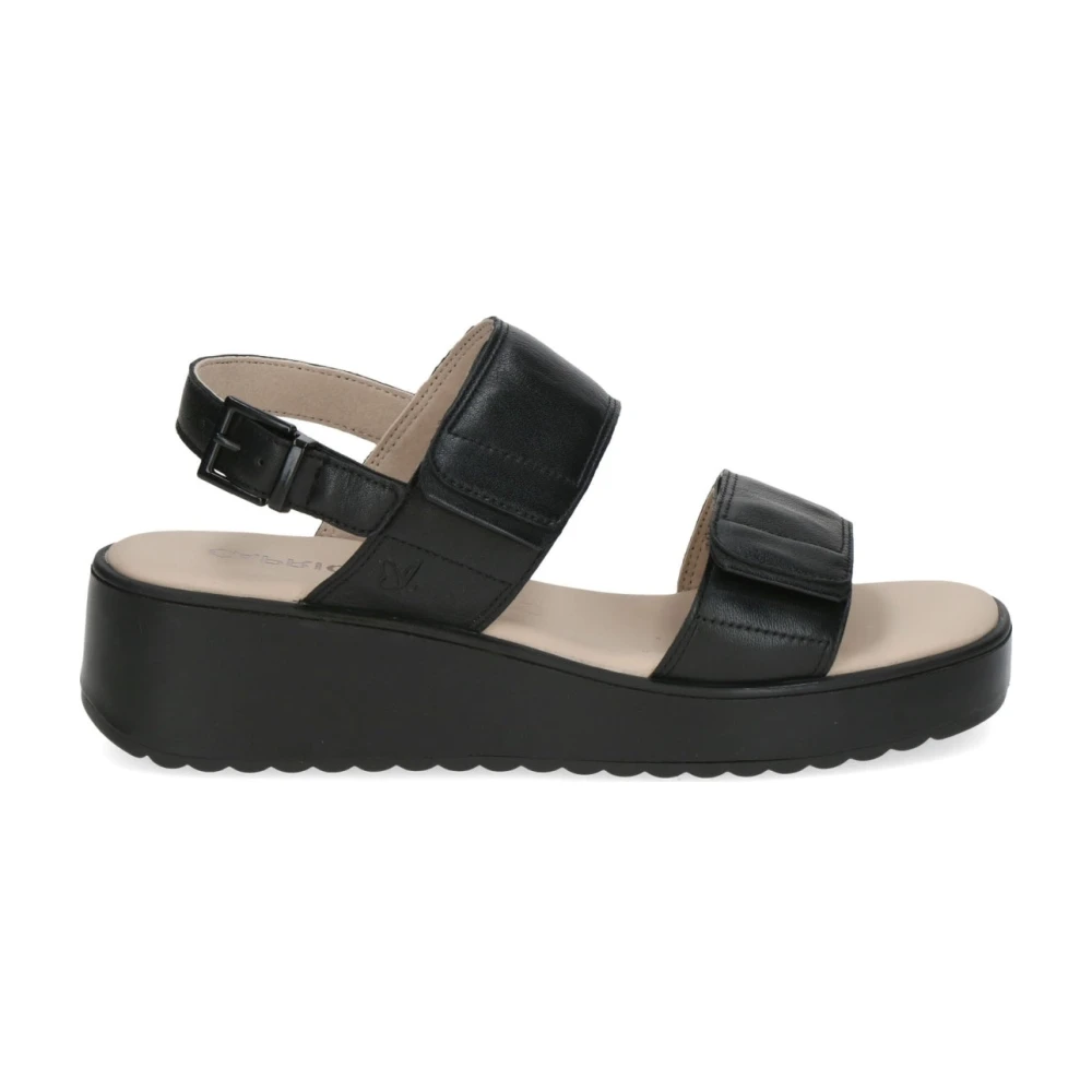 Caprice Women's Black Open Flat Sandals