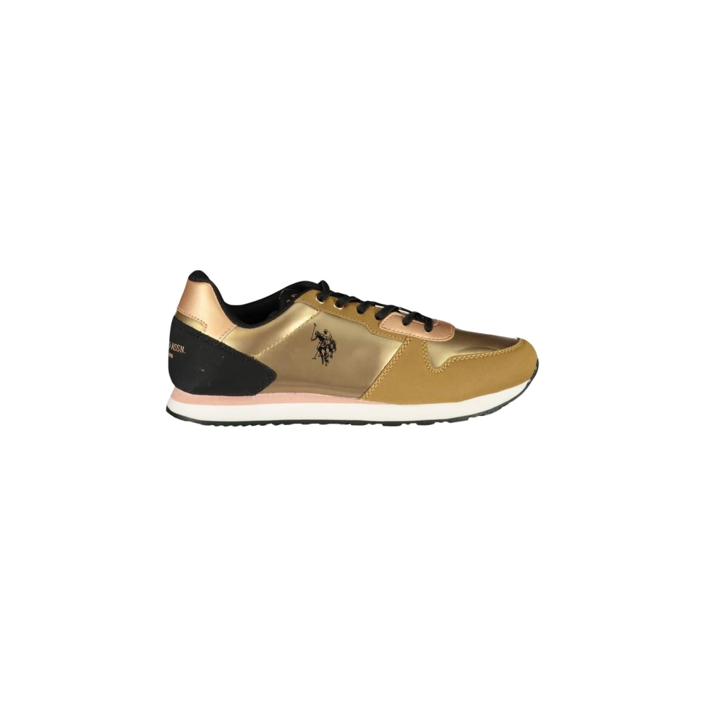 U.s. Polo Assn. Women's Gold Polyester Sneaker With Contrast Details