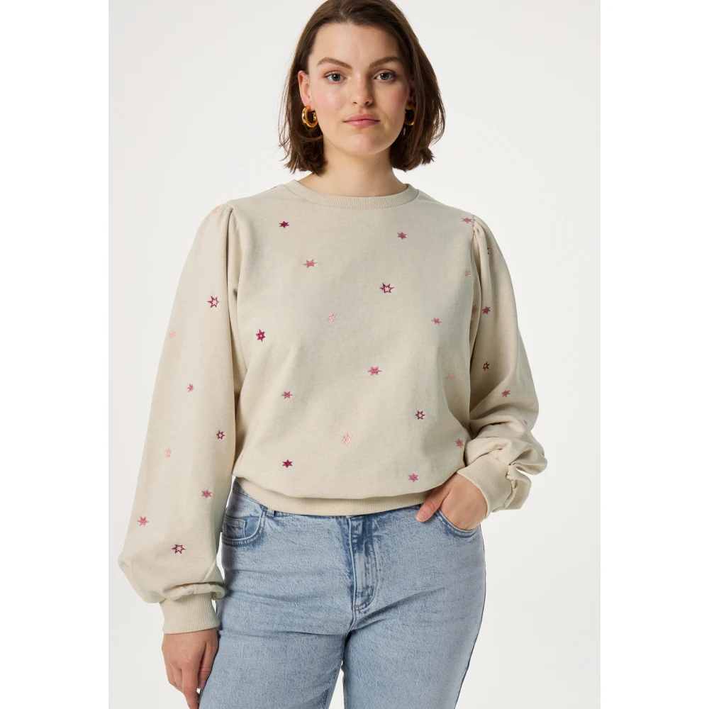 Fabienne Chapot Katoenen trui met ballonmouwen Beige Dames