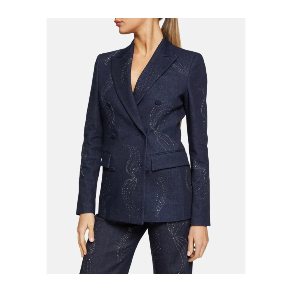Dondup Dubbeknoops denim jasje met strass Blue Dames