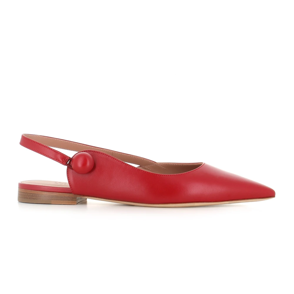 Malone Souliers Röda läder ballerina skor med slingback Red, Dam