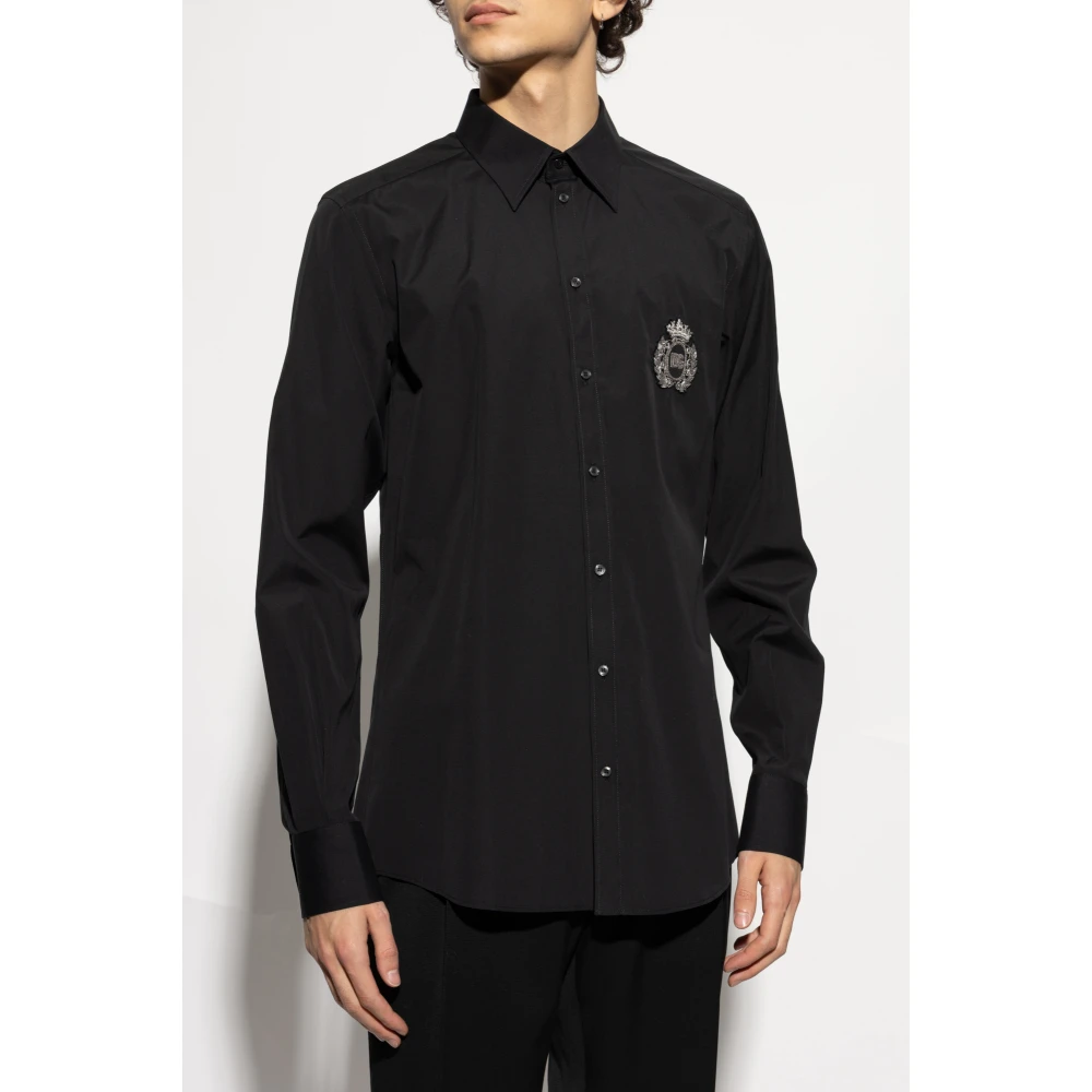 Dolce & Gabbana Katoenen shirt met applicatie Black Heren