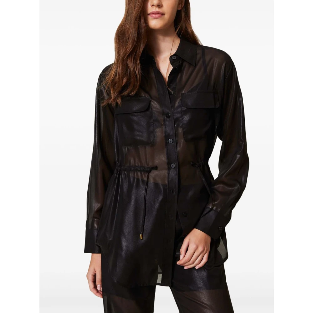 Twinset Zwarte knoopjas met aantrekkoord taille Black Dames