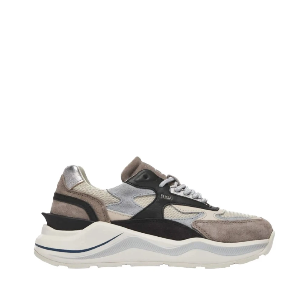 D.a.t.e. Women's Multicolor Sneakers, 3 Uk, Ivory Trainers With Silver Details