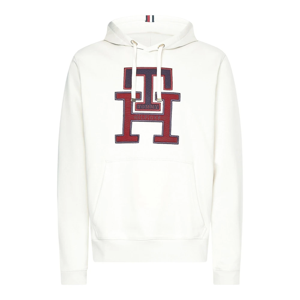 Tommy Hilfiger Herr TH Monogram Hoodie Sweatshirt White, Herr