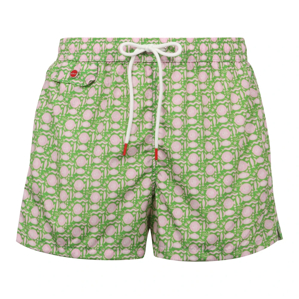 Kiton Verstelbare Koord Nylon Zwemshorts Green Heren